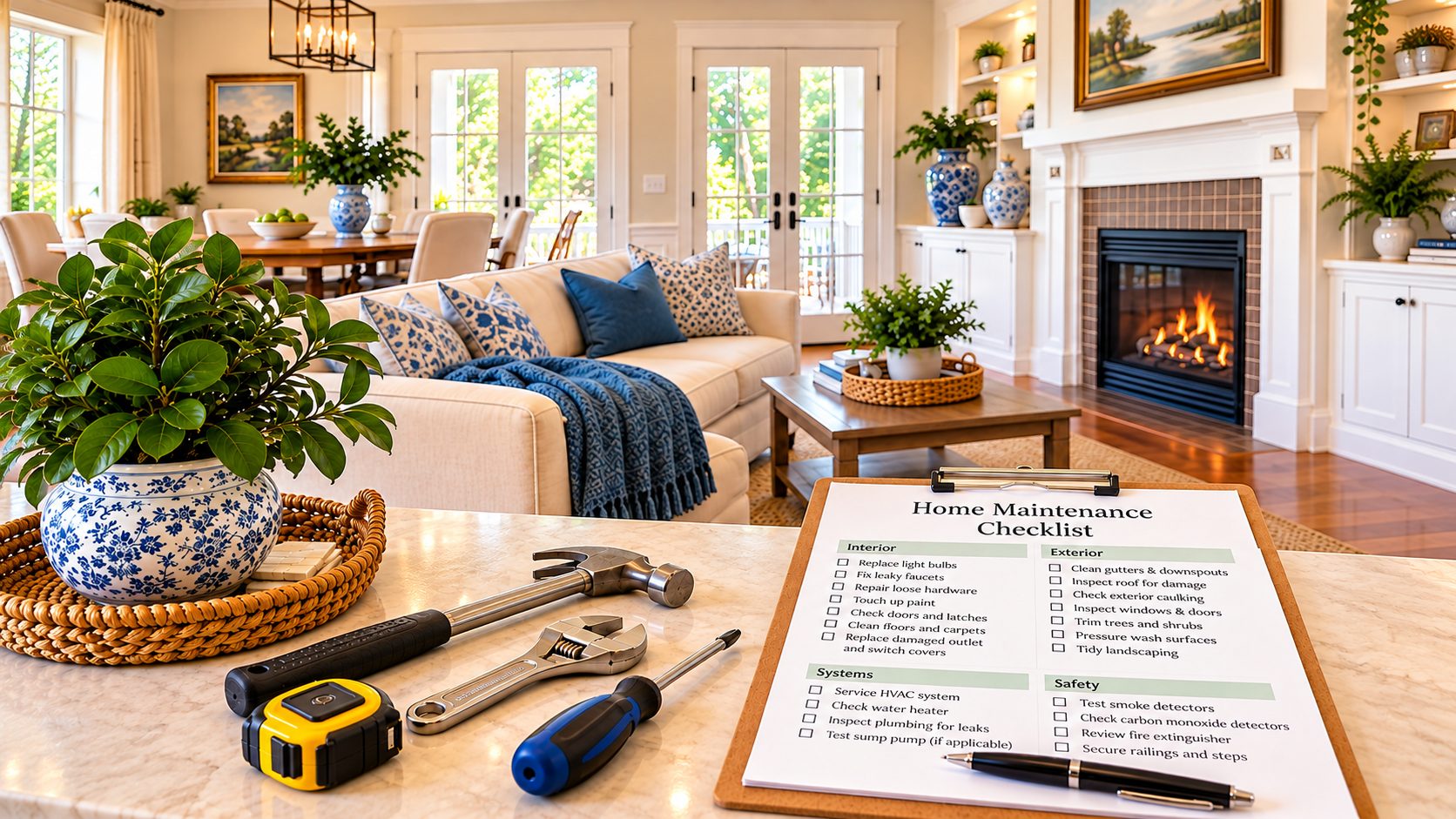Homeowner reviewing minor home repairs before selling a house in the Savannah area.